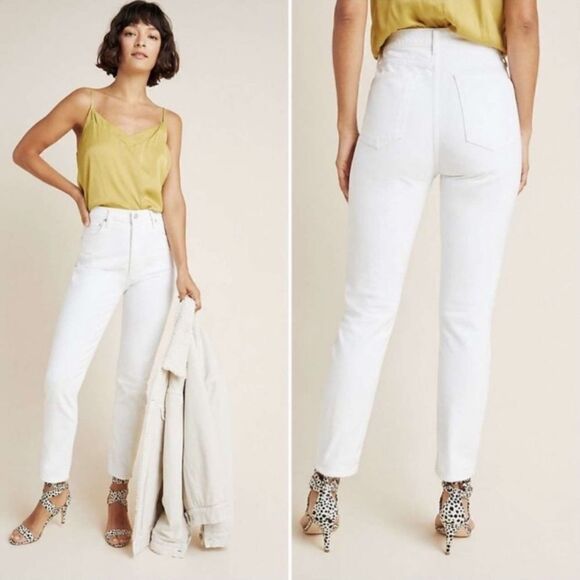 Agolde White Nico High Rise Slim Fit Jeans Contemporary Casual Coastal - Picture 3 of 15